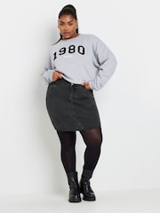 Yours Curve Black Denim Mini Skirt - Image 2 of 5