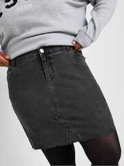 Yours Curve Black Denim Mini Skirt - Image 4 of 5