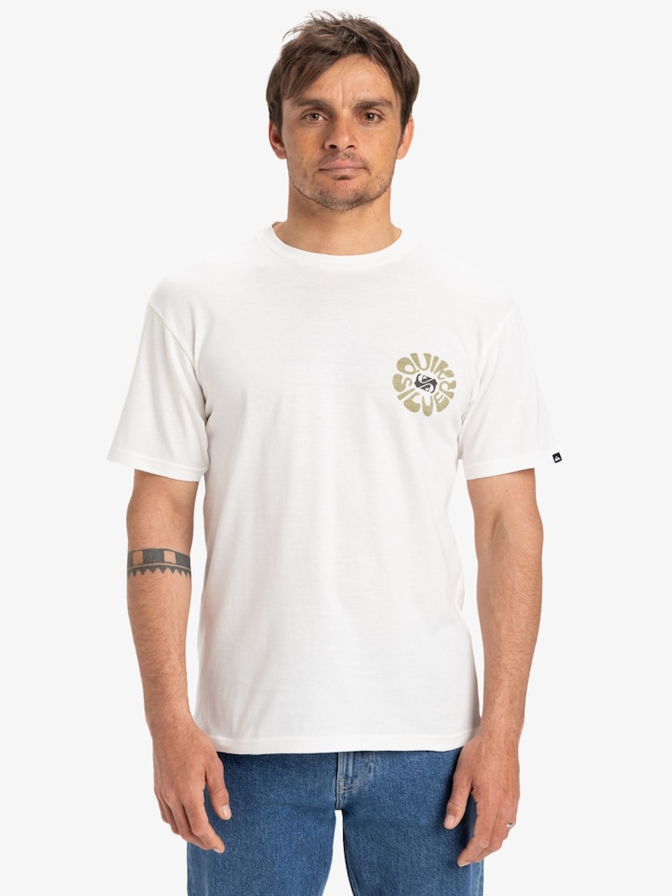 Quiksilver White Evo Roads End Short Sleeve 100% Cotton Backprint Logo T-Shirt - Image 1 of 5