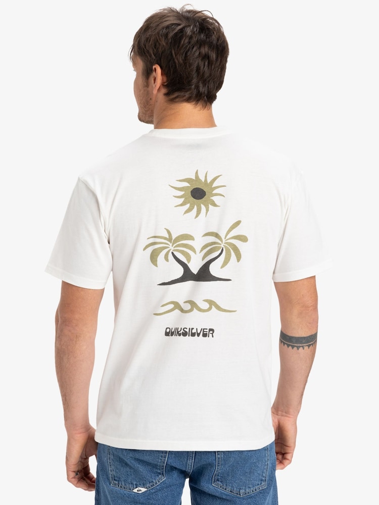 Quiksilver White Evo Roads End Short Sleeve 100% Cotton Backprint Logo T-Shirt - Image 2 of 5