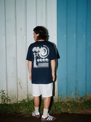 Quiksilver Black Cosmic Vibrations Short Sleeve 100% Cotton Graphic Backprint Logo T-Shirt - Image 2 of 9