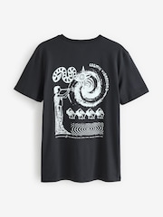 Quiksilver Black Cosmic Vibrations Short Sleeve 100% Cotton Graphic Backprint Logo T-Shirt - Image 9 of 9