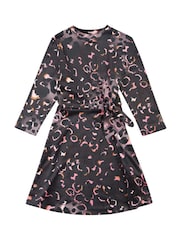 Juicy Couture Black Girls Leopard Print Velour Dress - Image 5 of 8