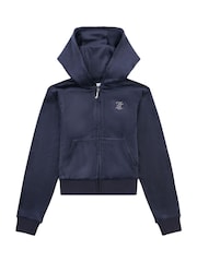 Juicy Couture Blue Girls Mini Diamante Zip Hoodie - Image 1 of 3