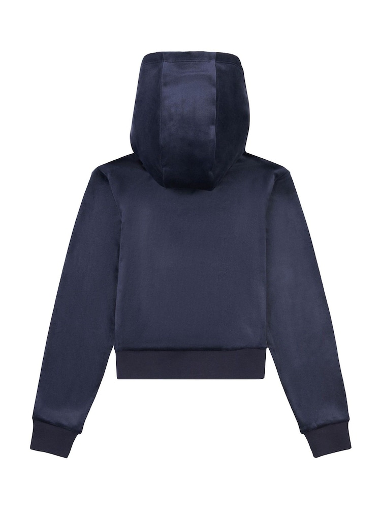 Juicy Couture Blue Mini Diamante Zip Hoodie - Image 2 of 3 Juicy Couture Blue Mini Diamante Zip Hoodie - Image 2 of 3