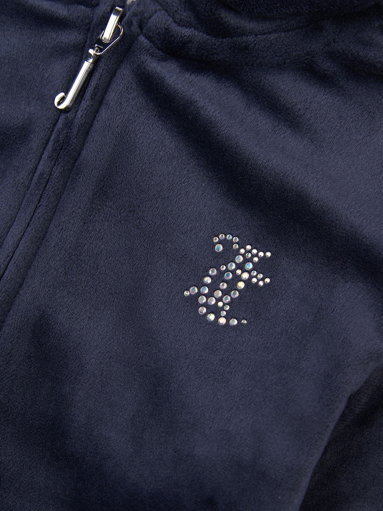 Juicy Couture Blue Girls Mini Diamante Zip Hoodie - Image 3 of 3