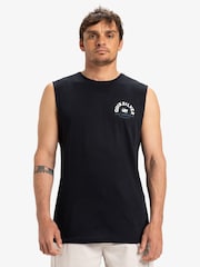 Quiksilver Black Summer Road Logo Muscle 100% Cotton Vest - Image 1 of 7