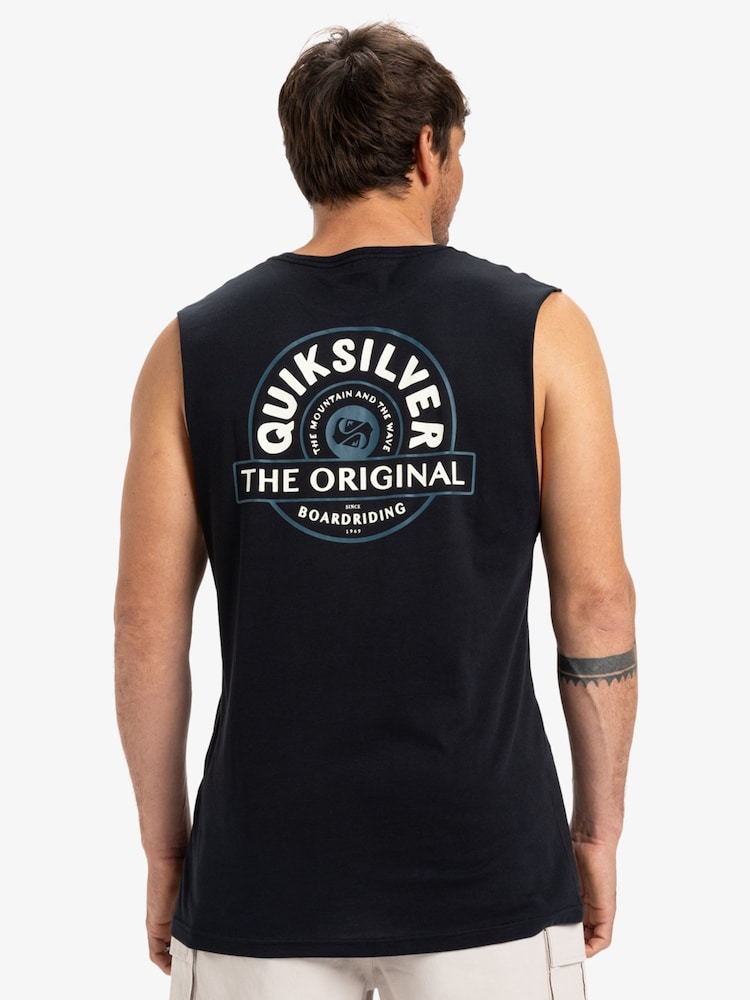 Quiksilver Black Summer Road Logo Muscle 100% Cotton Vest - Image 2 of 7