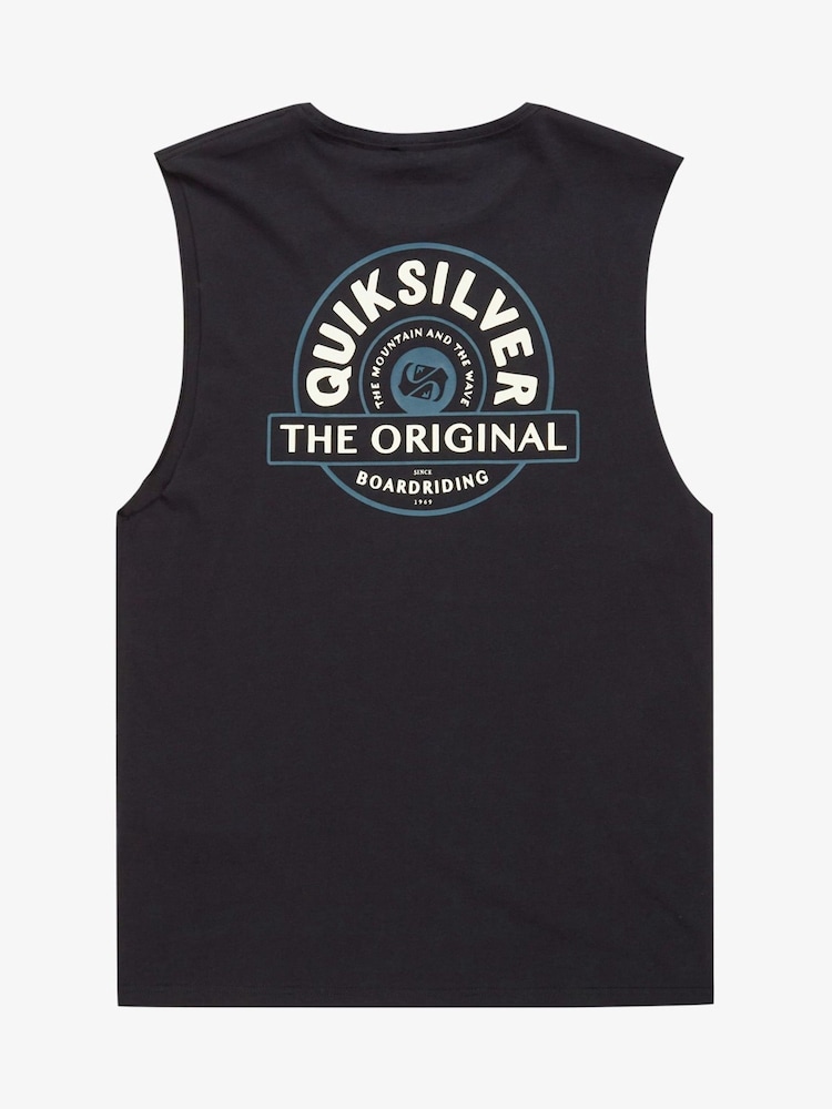 Quiksilver Black Summer Road Logo Muscle 100% Cotton Vest - Image 7 of 7