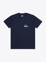 Quiksilver Blue Window Pane Short Sleeve 100% Cotton Graphic Logo T-Shirt - Image 2 of 2