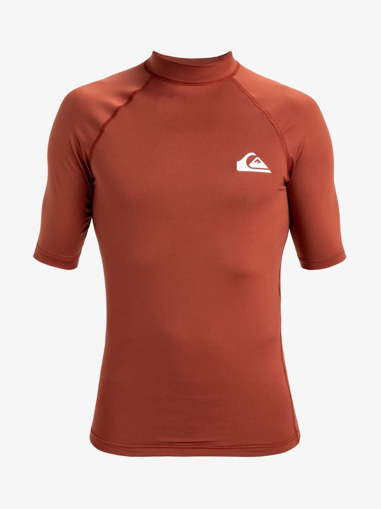 Quiksilver Red Mens Everyday UPF50 Short Sleeve Rash Vest - Image 1 of 2