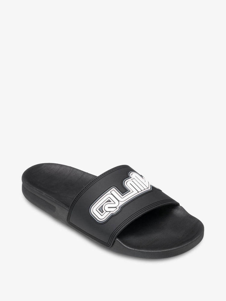 Quiksilver Black Rivi Wordmark Slide II Slider Sandals - Image 1 of 4