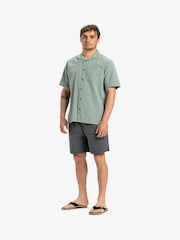 Quiksilver Green Heartbeat Short Sleeve Pocket 100% Cotton Shirt - Image 3 of 7