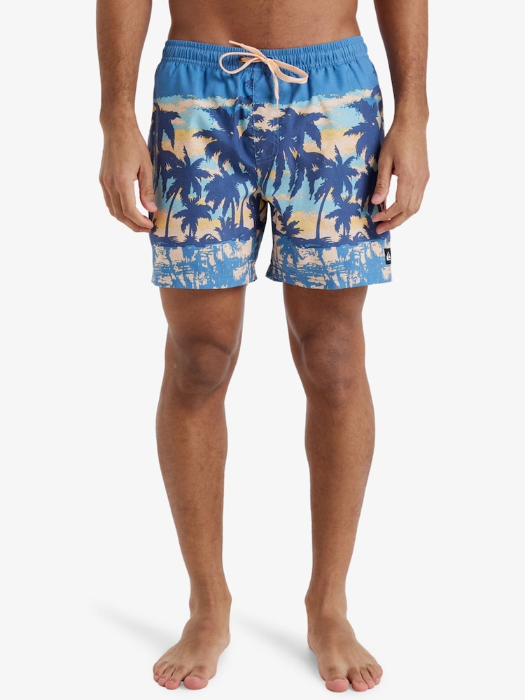 Quiksilver Blue Tropical Print Everyday Straight Volley 15 Swim Shorts - Image 1 of 9