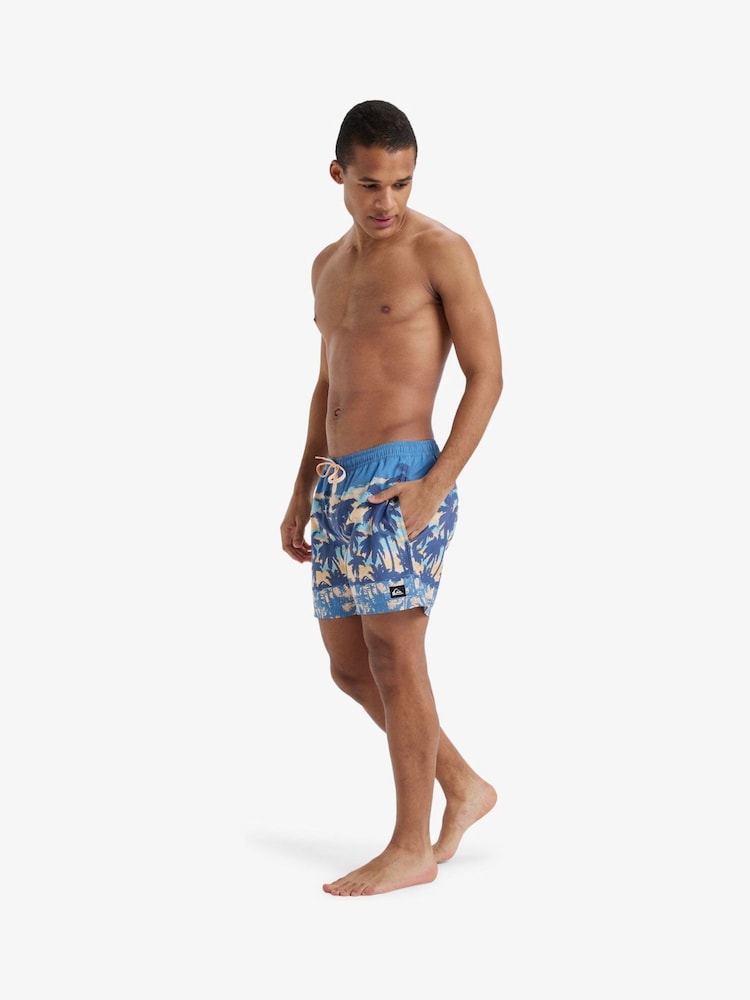 Quiksilver Blue Tropical Print Everyday Straight Volley 15 Swim Shorts - Image 6 of 9