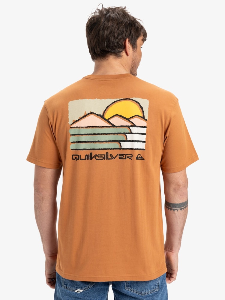 Quiksilver Orange Evo Future Islands Short Sleeve 100% Cotton Graphic Backprint Logo T-Shirt - Image 2 of 7