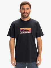 Quiksilver Black Short Sleeve Gradient Graphic Box Logo 100% Cotton T-Shirt - Image 1 of 7