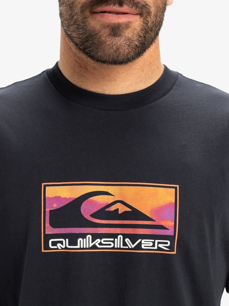 Quiksilver Black Short Sleeve Gradient Graphic Box Logo 100% Cotton T-Shirt - Image 4 of 7