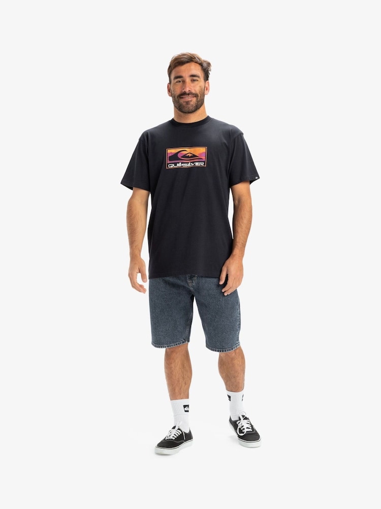Quiksilver Black Short Sleeve Gradient Graphic Box Logo 100% Cotton T-Shirt - Image 5 of 7