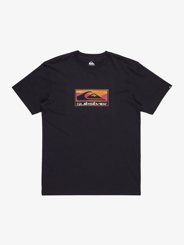 Quiksilver Black Short Sleeve Gradient Graphic Box Logo 100% Cotton T-Shirt - Image 6 of 7