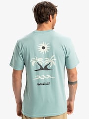 Blau - Quiksilver Evo Roads End Kurzarm-T-Shirt aus 100 % Baumwolle mit Rücken-Print-Logo - Bild 2 von 6