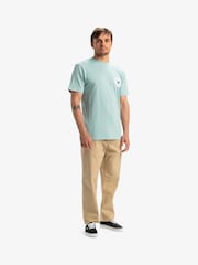 Blau - Quiksilver Evo Roads End Kurzarm-T-Shirt aus 100 % Baumwolle mit Rücken-Print-Logo - Bild 5 von 6