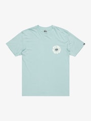 Blau - Quiksilver Evo Roads End Kurzarm-T-Shirt aus 100 % Baumwolle mit Rücken-Print-Logo - Bild 6 von 6