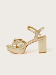 Monsoon Gold Metallic Twist Knot Sandals - Image 1 of 3