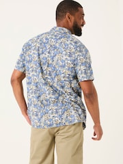 FatFace Blue Short Sleeve Leaves Print 100% Cotton Shirt - Image 2 of 5