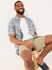 FatFace Blue Short Sleeve Leaves Print 100% Cotton Shirt - Image 3 of 5