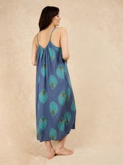 Their Nibs Navy Peacock Double Strap Linen Blend Maxi Nightie - Image 2 of 4