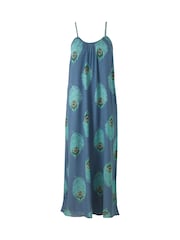 Their Nibs Navy Peacock Double Strap Linen Blend Maxi Nightie - Image 4 of 4