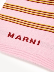 Marni Pink Stripe Logo Knitted Winter Scarf - Image 3 of 4
