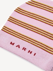 Marni Pink Stripe Logo Knitted Hat - Image 3 of 4