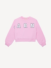 Marni Pink Logo Cropped Crew Neck Sweatshirt - Image 1 of 5