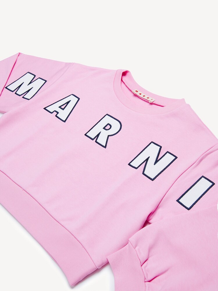 Marni Pink Logo Cropped Crew Neck Sweatshirt - Image 5 of 5
