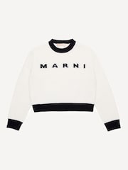 Marni Cream Logo Crew Neck Knitted Jumper - Image 1 of 4
