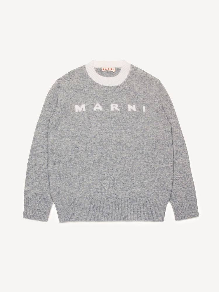 Marni Grey Logo Long Sleeve Knitted Jumper - Image 1 of 4