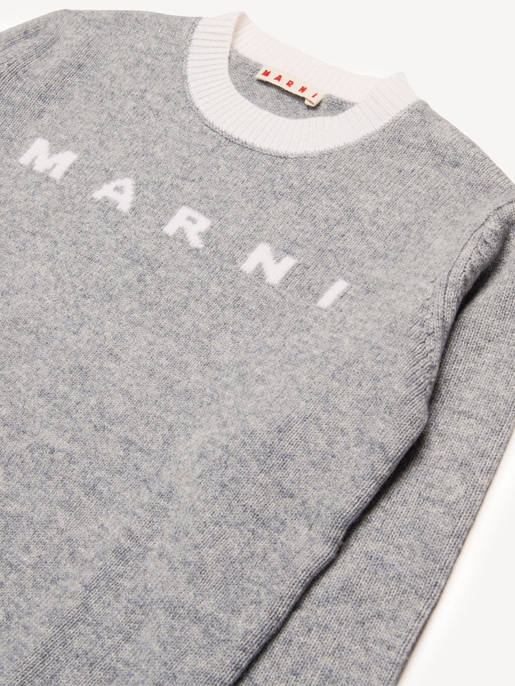 Marni Grey Logo Long Sleeve Knitted Jumper - Image 4 of 4