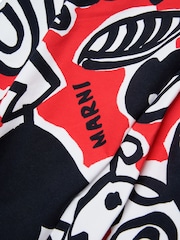 Marni Red Abstract Floral Print Long Sleeve Dress - Image 3 of 5