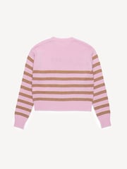 Marni Pink Stripe Long Sleeve Logo Knitted Jumper - Image 2 of 5
