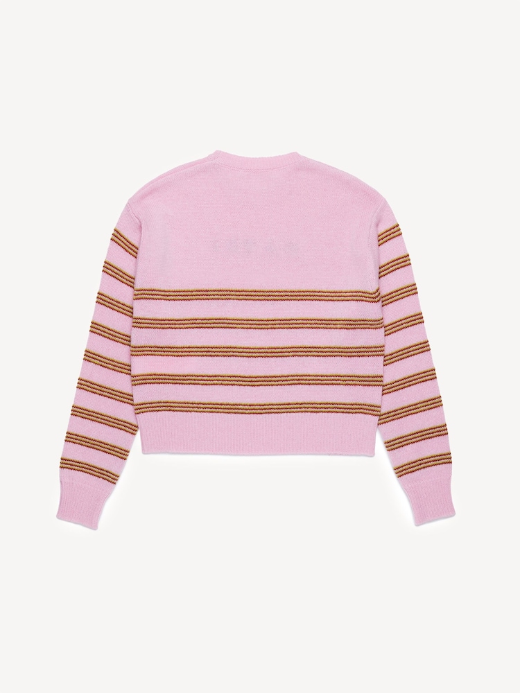 Marni Pink Stripe Long Sleeve Logo Knitted Jumper - Image 2 of 5