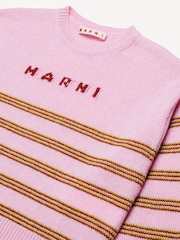 Marni Pink Stripe Long Sleeve Logo Knitted Jumper - Image 5 of 5