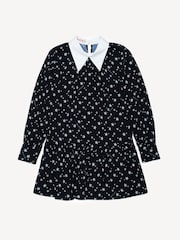 Marni Star Print Collar Detail Long Sleeve Black Dress - Image 1 of 4