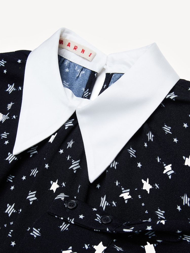 Marni Star Print Collar Detail Long Sleeve Black Dress - Image 4 of 4 Marni Star Print Collar Detail Long Sleeve Black Dress - Image 4 of 4