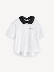 Marni Cropped Short Sleeve White T-Shirt With Collar Detail - Image 1 of 4