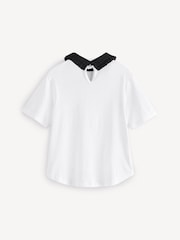 Marni Cropped Short Sleeve White T-Shirt With Collar Detail - Image 2 of 4