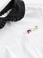 Marni Cropped Short Sleeve White T-Shirt With Collar Detail - Image 3 of 4