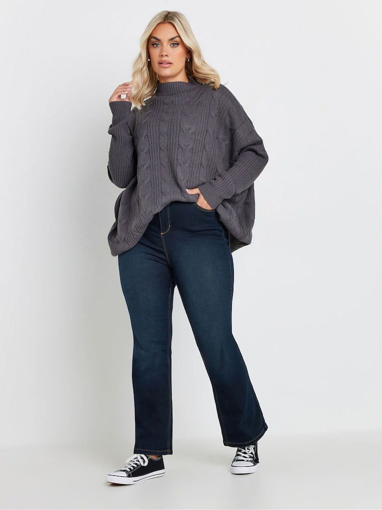 Yours Curve Blue Isla Bootcut Jeans - Image 2 of 5 Yours Curve Blue Isla Bootcut Jeans - Image 2 of 5