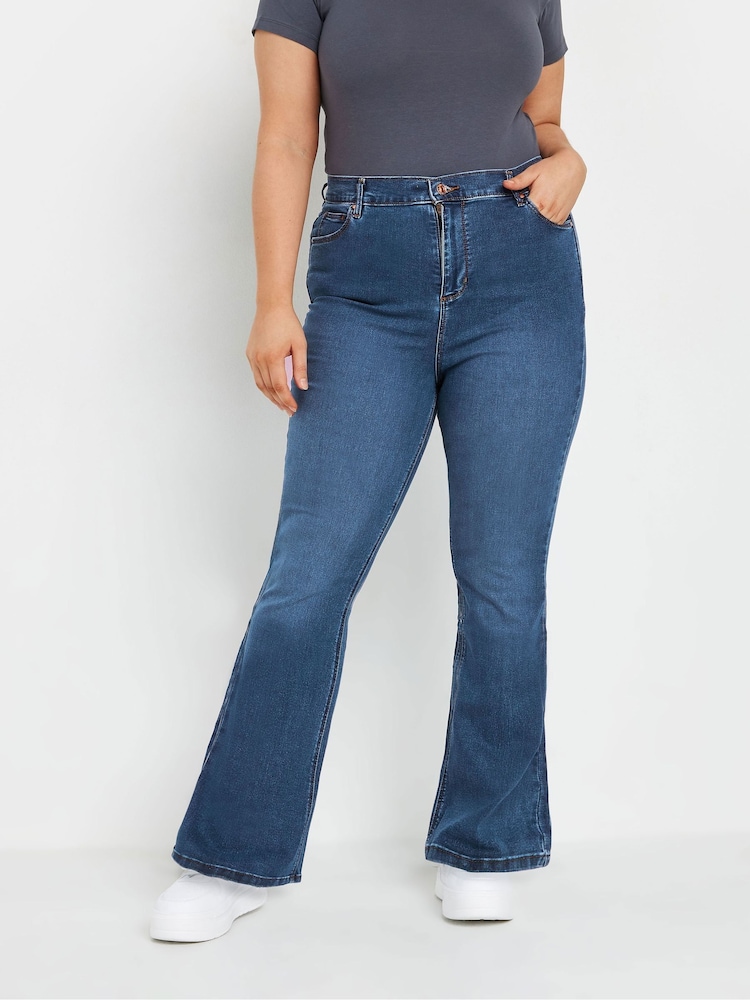 Yours Curve Blue Isla Bootcut Jeans - Image 1 of 4 Yours Curve Blue Isla Bootcut Jeans - Image 1 of 4